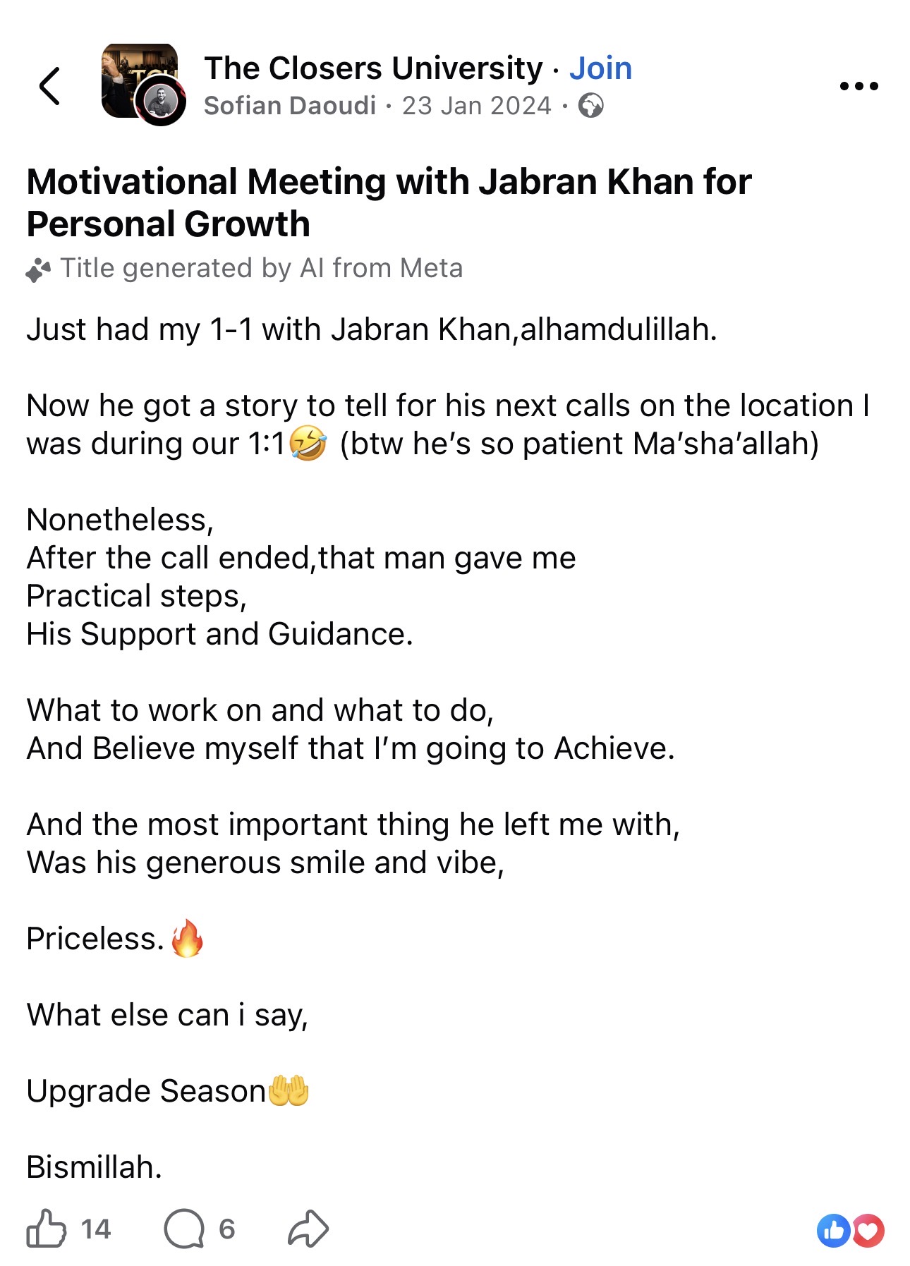 Student success story 7 for Jabran Khan's 1:1 coaching
